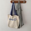 画像4: Smile embroidery tote shoulder 2WAY eco bag　ユニセックス男女兼用スマイル刺繍付きトートショルダー2WAYバッグ エコ バッグ (4)