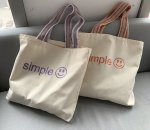画像6: Smile embroidery tote shoulder 2WAY eco bag　ユニセックス男女兼用スマイル刺繍付きトートショルダー2WAYバッグ エコ バッグ (6)