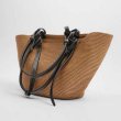 画像4: Woman woven simple Tote shoulder 2WAY bag shopping bag　シンプル籠カゴバッグ ショッピングバッグナチュラル (4)