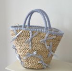 画像3: straw woven bow knot tote bag　 ボウ 蝶結びリボン付きかご 籠 トートバック (3)