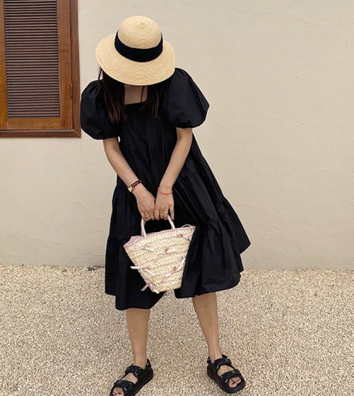 画像9: straw woven bow knot tote bag  ボウ 蝶結びリボン付きかご 籠 トートバック (9)