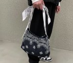画像10:   Flower Paisley pattern Scarf Shoulder Bag　ペイズリー バンダナ柄 スカーフショルダーバック エコバック (10)
