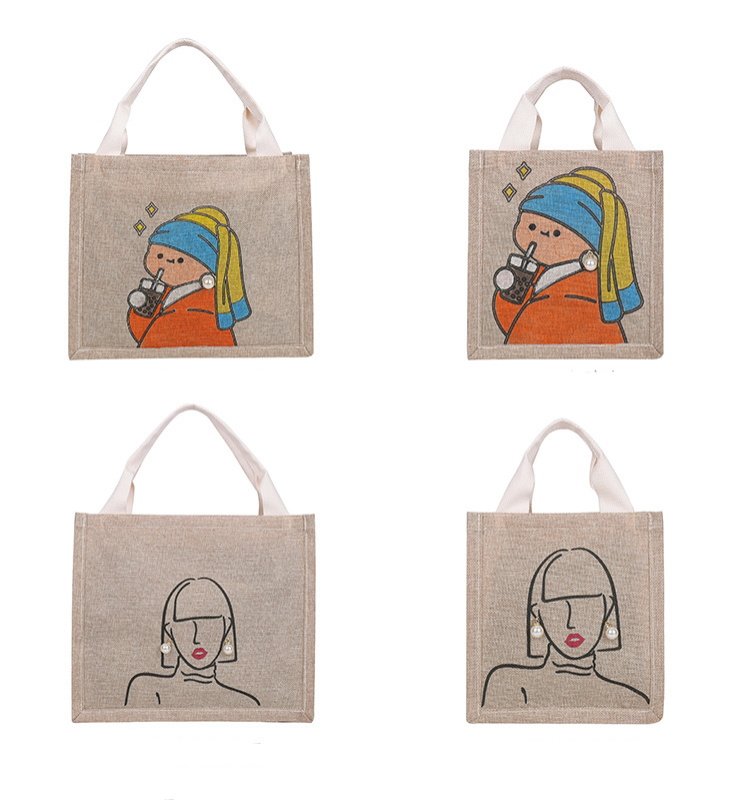 画像7: Homemade graffiti linen tote bag Eco bag   麻リネンハンドペイントトート ショルダーバック エコバック (7)