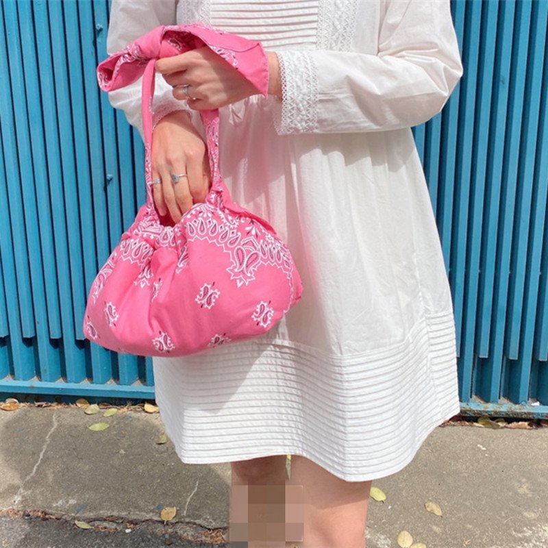 画像11:   Flower Paisley pattern Scarf Shoulder Bag　ペイズリー バンダナ柄 スカーフショルダーバック エコバック (11)