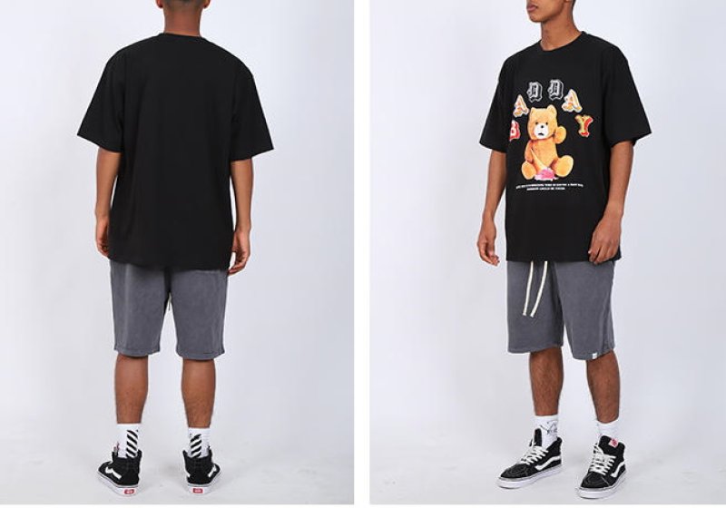 画像8: Unisex cartoon doll bear  loose hip-hop t-shirt 男女兼用 ユニセックスベア熊&アイスクリームプリントTシャツ (8)