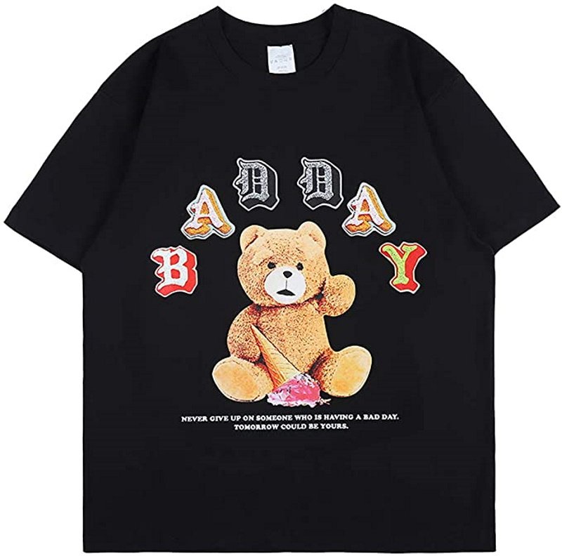 画像2: Unisex cartoon doll bear  loose hip-hop t-shirt 男女兼用 ユニセックスベア熊&アイスクリームプリントTシャツ (2)