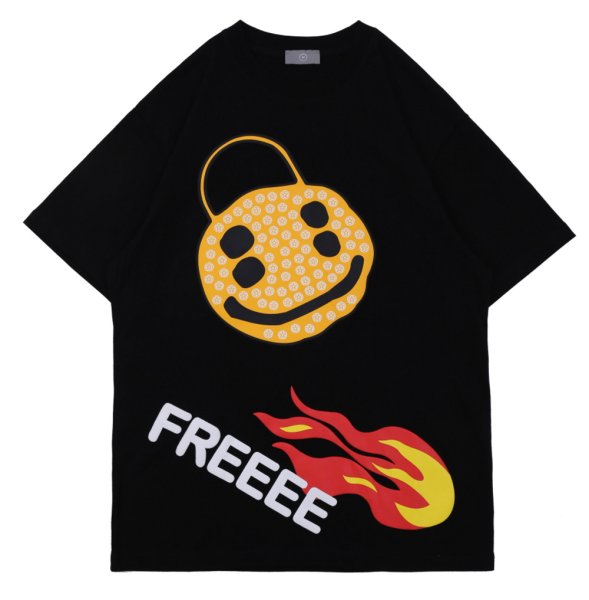 画像1: Unisex Diamond Smiley Printing T-Shirt  男女兼用 ユニセックスダイヤモンドスマイリープリントTシャツ (1)