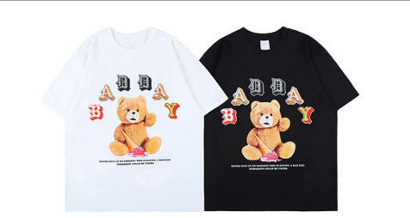 画像9: Unisex cartoon doll bear  loose hip-hop t-shirt 男女兼用 ユニセックスベア熊&アイスクリームプリントTシャツ (9)