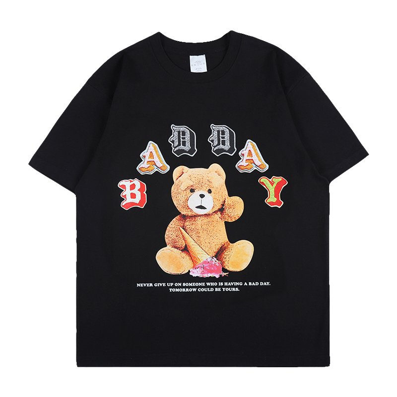 画像10: Unisex cartoon doll bear  loose hip-hop t-shirt 男女兼用 ユニセックスベア熊&アイスクリームプリントTシャツ (10)