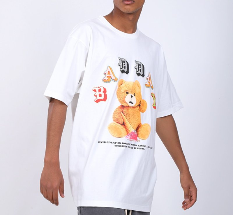 画像6: Unisex cartoon doll bear  loose hip-hop t-shirt 男女兼用 ユニセックスベア熊&アイスクリームプリントTシャツ (6)
