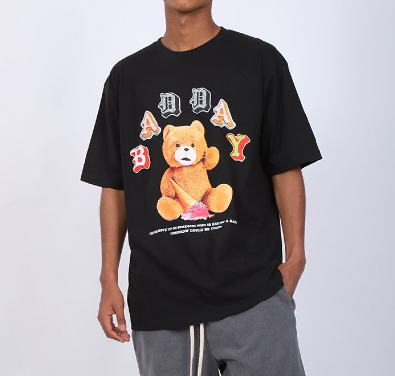 画像5: Unisex cartoon doll bear  loose hip-hop t-shirt 男女兼用 ユニセックスベア熊&アイスクリームプリントTシャツ (5)