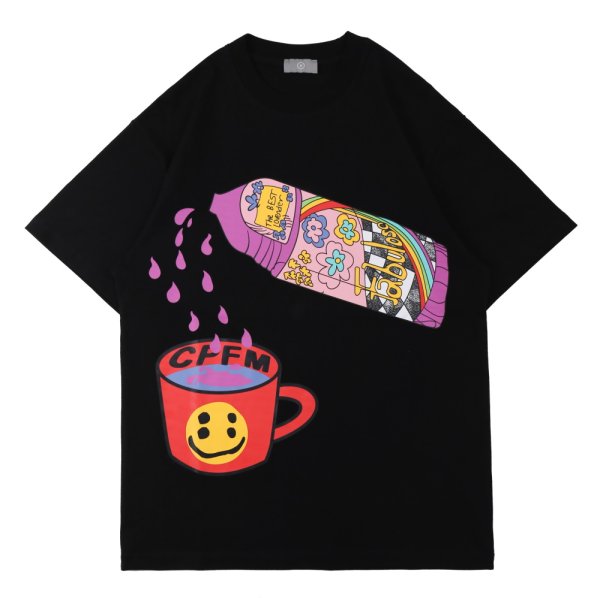 画像1: Four eye Smile print printing T-Shirt   男女兼用 ユニセックススマイルフォーアイ四ツ目プリントTシャツ (1)