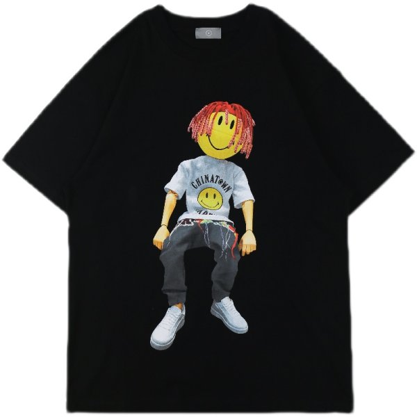 画像1:  smile face doll printing T-Shirt  男女兼用 ユニセックススマイリングドールTシャツ (1)