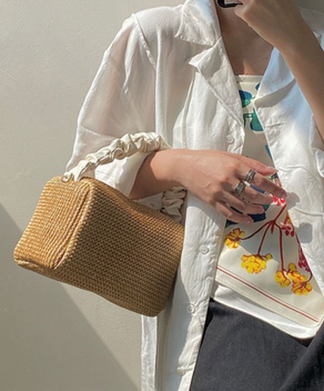 画像2: portable square bag handbag tote shoulder bag スクエアシンプルかご 籠 トートショルダーバック (2)