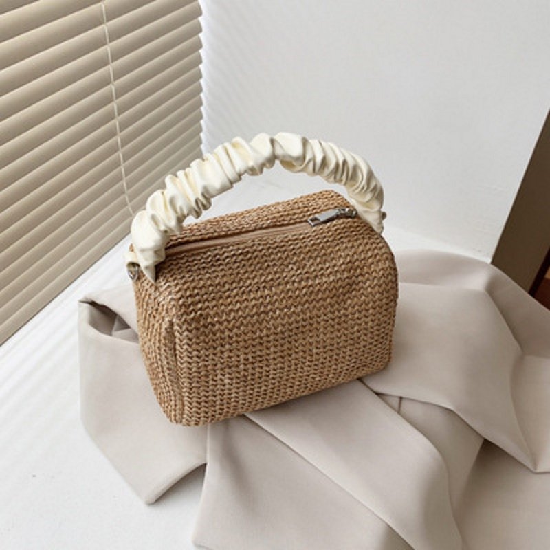 画像5: portable square bag handbag tote shoulder bag スクエアシンプルかご 籠 トートショルダーバック (5)