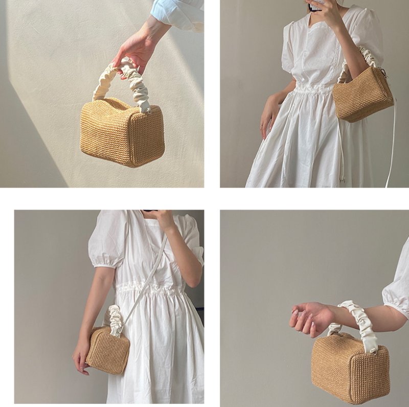 画像3: portable square bag handbag tote shoulder bag スクエアシンプルかご 籠 トートショルダーバック (3)