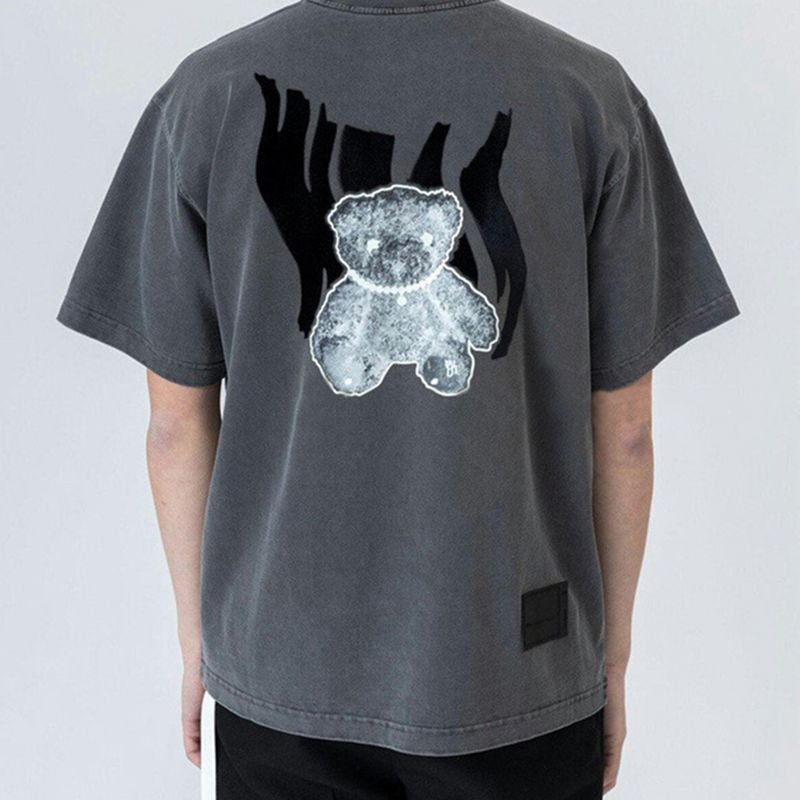 画像6:  Unisex dark velvet stitching luminous bearT-shirt  男女兼用 ユニセックスルミナスベア熊 Tシャツ (6)