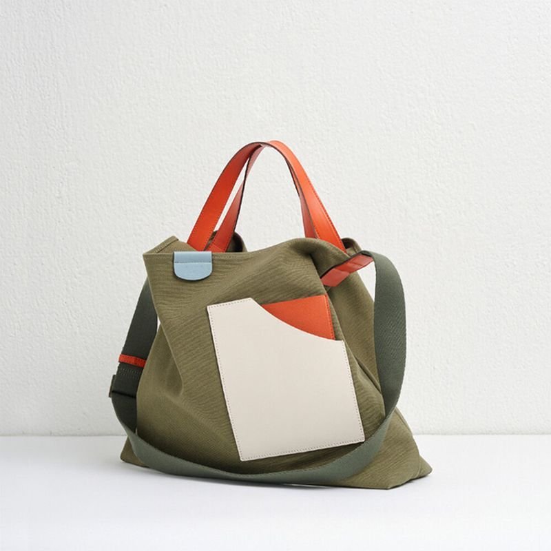 画像2: large-capacity canvas tote shoulder bag handbag  キャンバスラージトートショルダーバック (2)
