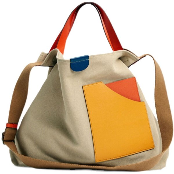 画像1: large-capacity canvas tote shoulder bag handbag 　キャンバスラージトートショルダーバック (1)