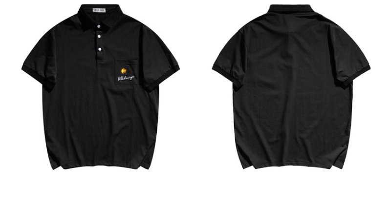 画像5:  Unisex simple embroidery solid color polo shirt  男女兼用 ユニセックスポケット刺繍ポロシャツ (5)