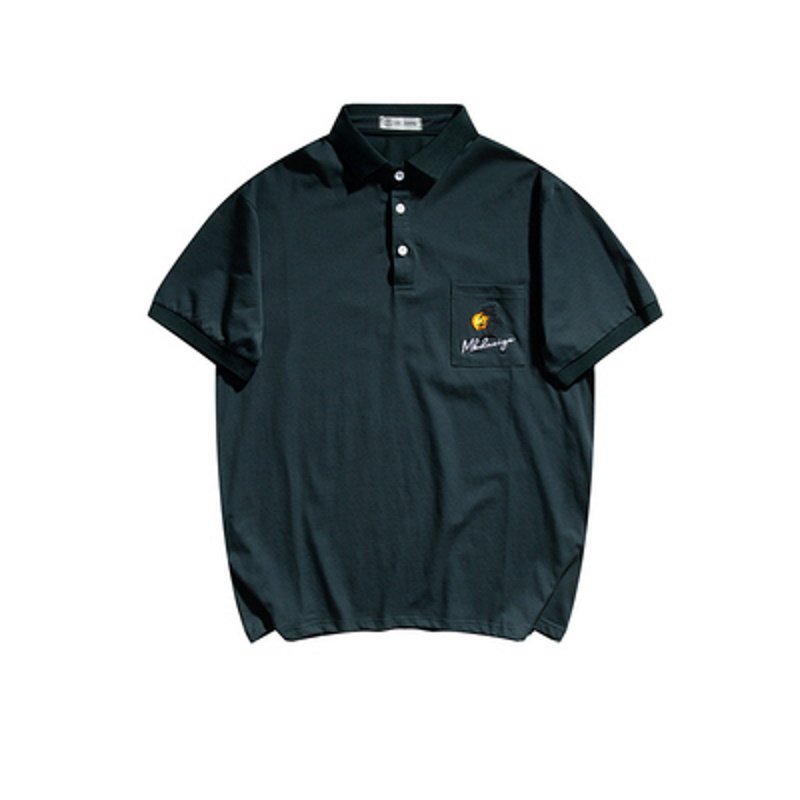 画像3:  Unisex simple embroidery solid color polo shirt  男女兼用 ユニセックスポケット刺繍ポロシャツ (3)