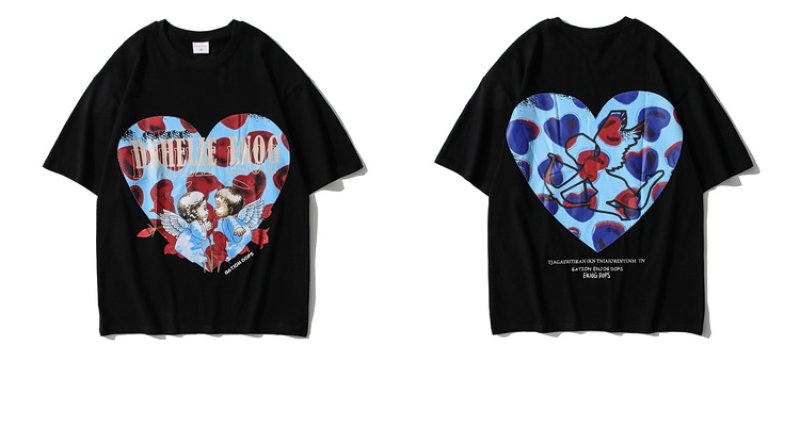 画像8:  Unisex Little angel heart T-shirt  男女兼用 ユニセックスストリートエンジェルハートTシャツ (8)