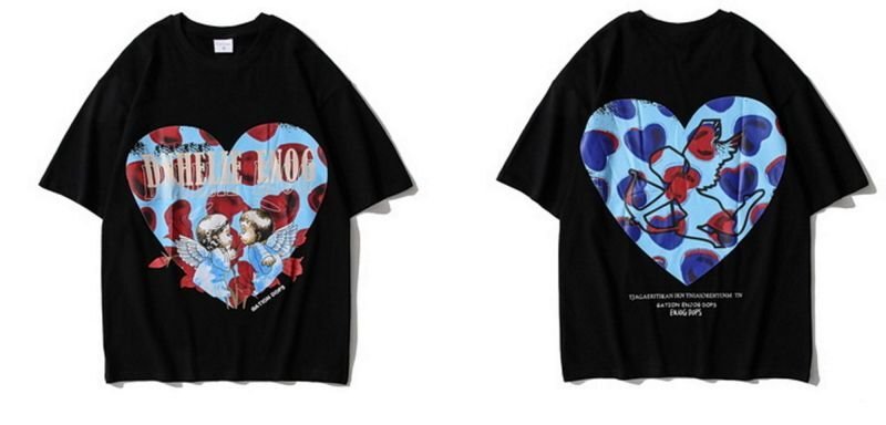画像2:  Unisex Little angel heart T-shirt  男女兼用 ユニセックスストリートエンジェルハートTシャツ (2)