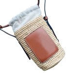 画像5:  woven straw bucket bag shoulder diagonal bag small mobile phone bag　スモールかご籠ショルダーポシェットバッグ (5)
