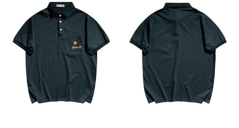 画像7:  Unisex simple embroidery solid color polo shirt  男女兼用 ユニセックスポケット刺繍ポロシャツ (7)