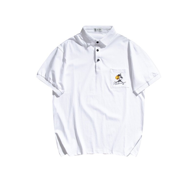 画像2:  Unisex simple embroidery solid color polo shirt  男女兼用 ユニセックスポケット刺繍ポロシャツ (2)