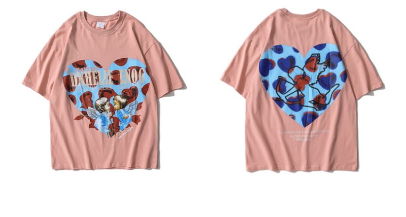 画像4:  Unisex Little angel heart T-shirt  男女兼用 ユニセックスストリートエンジェルハートTシャツ (4)