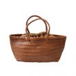 画像1: Woven Mesh basket child handbag tote bag スタイリッシュ レザー編みこみ メッシュ 籠かご トート ハンドバック (1)