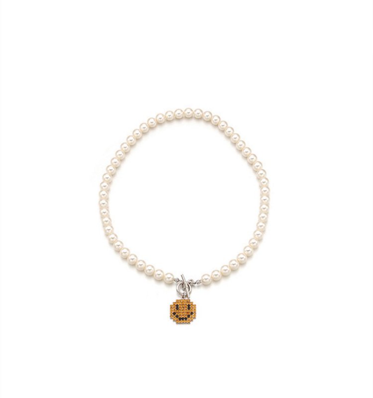 画像7: Unisex Smile Head Pearl Necklace chain necklace Jewelry  男女兼用ユニセックススマイルヘッドパールネックレス チョーカー (7)