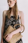 画像1: golden metal series straw woven bag  one-shoulder　ゴールドメタル入りかご籠バッグ (1)