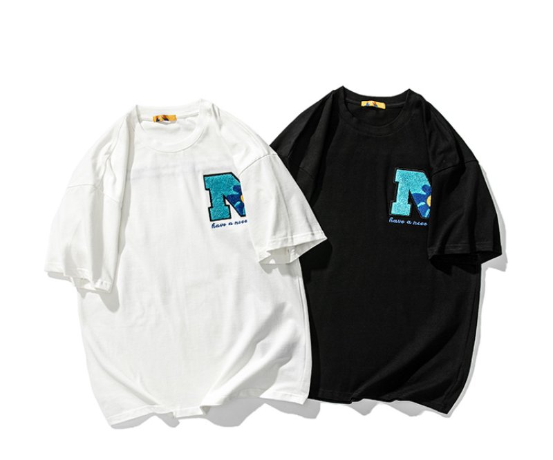 画像3: Unisex letter& Flower emblemT-shirt 男女兼用 ユニセックスレタープリント&エンブレム付きTシャツ (3)