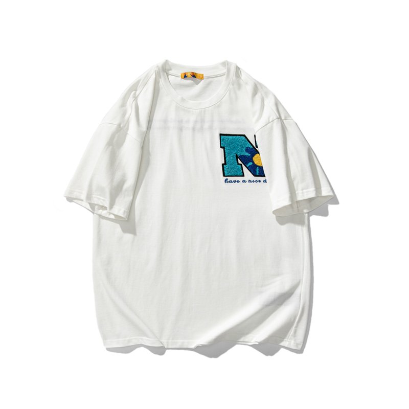 画像7: Unisex letter& Flower emblemT-shirt 男女兼用 ユニセックスレタープリント&エンブレム付きTシャツ (7)