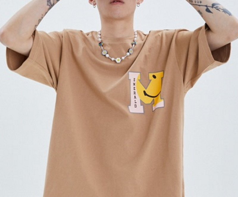 画像3: Unisex Maison Emerald smiley face LOGO printingT-shirt 男女兼用 ユニセックスMaison EmeraldスマイルプリントTシャツ (3)