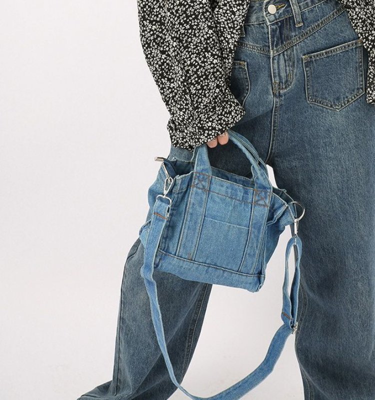 画像3: denim tote shoulder bag デニムミニトートショルダーバッグ (3)