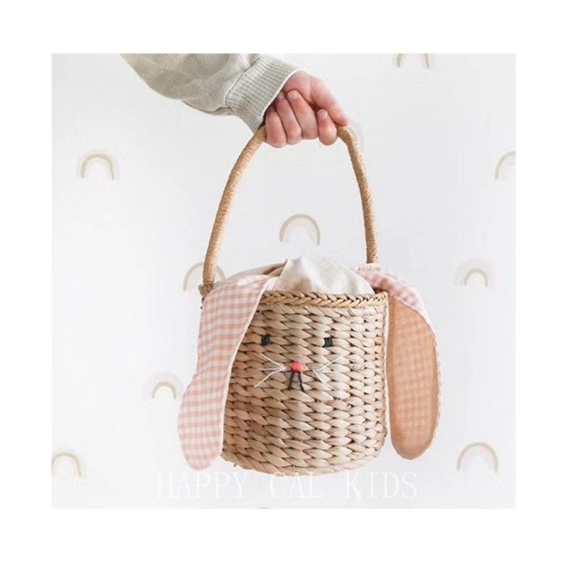 画像4:  straw woven rabbit bucket  tote bag ラフィアラビットバケットかご籠トートバッグ (4)