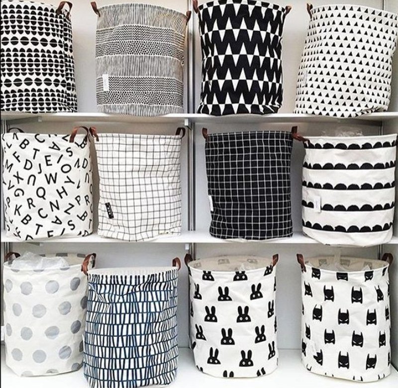 画像10: leather handle canvas storage can stand up debris sorting bag 北欧スタイルモダンレザーハンドルキャンバス収納バッグ (10)