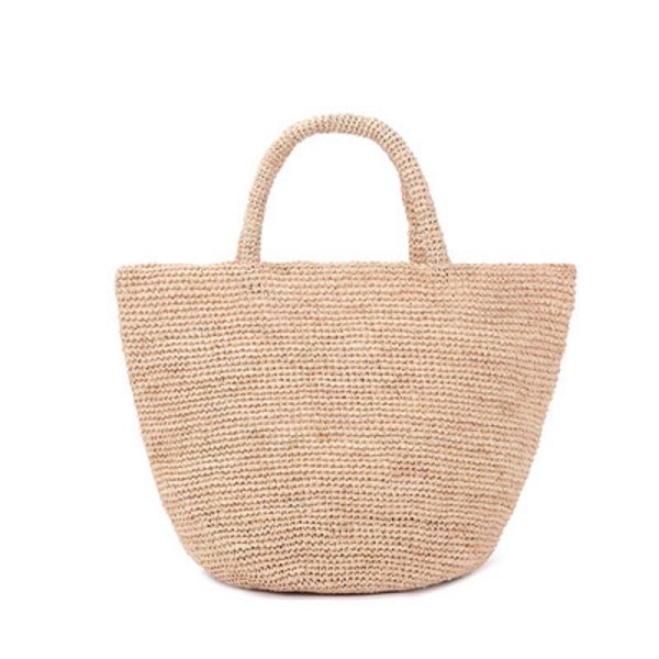 画像1: raffia  straw woven tote bag　ラフィアシンプルトートかご籠バッグ (1)