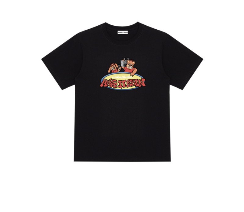 画像2: Unisex make it rain make it rain comic print T-shirt 男女兼用 ユニセックス コミックドッグ&ベアプリントTシャツ (2)