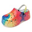 画像1: Women's Summer Rainbow Spray Color Platform Garden Sandals Outdoor Slides 厚底 タイダイ ガーデンサンダル アウトドアサンダル (1)