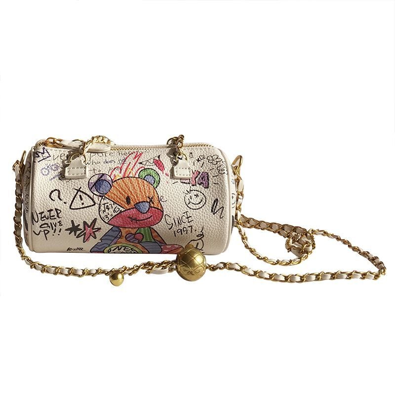 画像7:  graffiti shoulder messenger portable cylinder bag　グラフィティ ポータブルシリンダーショルダークロスボディーバッグ (7)