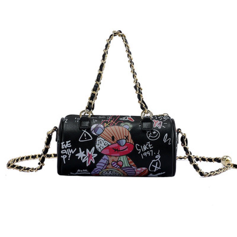 graffiti shoulder messenger portable cylinder bag