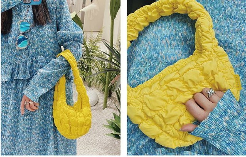 画像16: Candy Color One Shoulder Armpit Bag キャンディーカラーキルティングワンショルダートート ショルダーバッグ  (16)