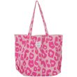画像2: pink leopard print canvas tote shoulder bag　ピンクレオパード キャンバス バケット＆スクエア トート ショルダーバッグ エコバッグ (2)