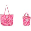 画像3: pink leopard print canvas tote shoulder bag　ピンクレオパード キャンバス バケット＆スクエア トート ショルダーバッグ エコバッグ (3)