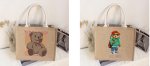 画像7: Linen Bear paint eco shopping bag Shoulder tote Bag　男女兼用麻リネン熊ベアプリントトート ショルダーエコバッグ  (7)