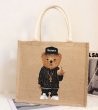 画像5: Linen Bear paint eco shopping bag Shoulder tote Bag　男女兼用麻リネン熊ベアプリントトート ショルダーエコバッグ  (5)